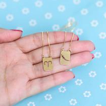 Escapulário 60cm do signo de áries amuleto de pimenta prata banhado a ouro