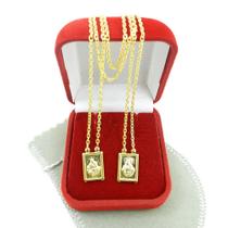 Escapulário 60cm NS Carmo e SC Jesus Folheado Ouro 18k Gg104