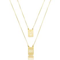 Escapulário 60cm Signo Aquário e Mão de Fátima Prata 925 Banhado a Ouro 18k Escapulário 60cm Signo Aquário e Mão de Fátima Prata 925 Banhado a Ouro 18k