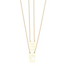 Escapulário 60cm Signo De Gêmeos e Yin Yang Prata Banhado a Ouro 18k