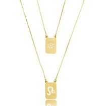 Escapulário 60cm Signo Leão e Olho Grego - Prata Banhado a Ouro 18k Escapulário 60cm Signo Leão e Olho Grego - Prata Banhado a Ouro 18k