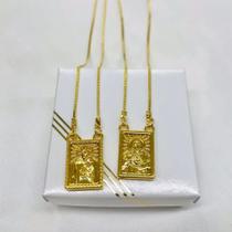 Escapulário 70cm folheado a ouro 18k