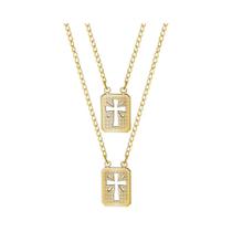 Escapulário Aço Cruz com Brilho e Trabalhado 60cm