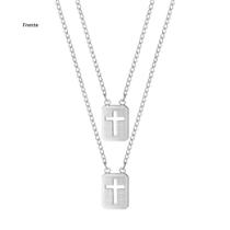 Escapulário Aço Cruz Vazada com Fundo Trabalhado