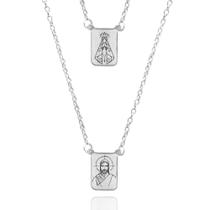 Escapulário Aço Inox Nossa Senhora Aparecida e Jesus Cristo