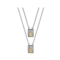 Escapulário Aço NSra. Carmo e S.C. Jesus em Ouro