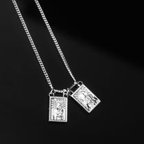 Escapulário aço prata masculino