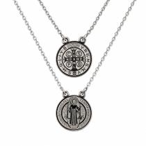 Escapulário Amuleto São Bento Aço Inoxidável 316l Cor Prata Unissex Medalha 32cm Escapulário Amuleto São Bento Aço Inoxidável 316l Cor Prata Unissex Medalha 32cm