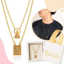 Escapulário Banhado a Ouro 18k Duas Faces Nossa Senhora Masculino