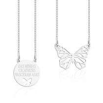 Escapulário Borboleta Frase Prata 925 Legítima Original Maciça Corrente Veneziana 60cm