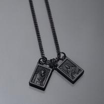 Escapulário colar masculino preto corrente aço inoxidável