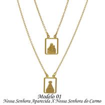 Escapulário com Imagens Vazadas Folheado em Ouro 18k SoftJoias Escapulário com Imagens Vazadas Folheado em Ouro 18k SoftJoias