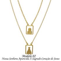 Escapulário com Imagens Vazadas Folheado em Ouro 18k SoftJoias
