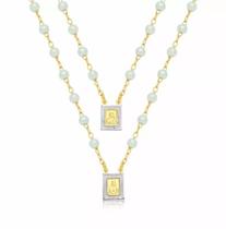 Escapulário Com Pérola Delicado Folheado A Ouro 18k