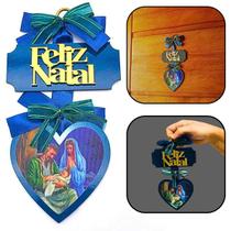 Escapulário De Porta Adorno Natal Coração Azul Escapulário De Porta Adorno Natal Coração Azul