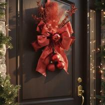 Escapulário De Porta Iluminado Natalino Guirlanda Vermelho