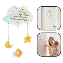 Escapulário de Porta Infantil Quarto Nuvem Versículo Bíblico