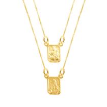 Escapulário de Prata 925 revestido Ouro 18K Veneziana Dupla Face