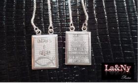 Escapulario De Prata Italiana 925 80 Cm Medalha 10x14 Mm