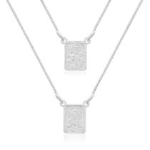 Escapulário de Prata Mini Sagrado Coração Jesus e Nossa Senhora Carmo