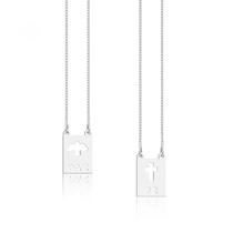 Escapulário de Prata Retangular Cruz Fé e Paz Vazado