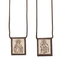 Escapulário de Tecido Nossa Senhora Do Carmo E Sagrado Coração De Jesus