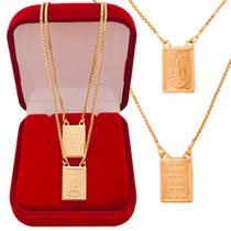 Escapulário Deus é Fiel Evangélico Sem Imagem Folheado a Ouro 18k