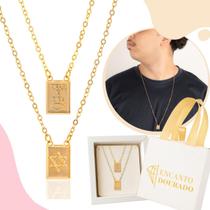 Escapulário Dourado Plaquinha Duas Faces Estrela de Davi e Deus é fiel Masculino Escapulário Dourado Plaquinha Duas Faces Estrela de Davi e Deus é fiel Masculino