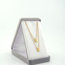 Escapulário Elo Portugues Ouro 18k Ns. Carmo Sagrado Fs 60cm Amarelo