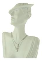 Escapulário Em Ouro Branco 18k 750 Cadeado Dupla Face 60 Cm Dourado