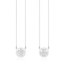 Escapulário em prata 60cm com oração do santo anjo do senhor