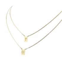 Escapulário Estrela Davi e Cruz Ouro 18k 750 Piastrine 70 cm