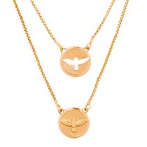 Escapulário Feminino Divino Espírito Santo Folheado a Ouro 18k Escapulário Feminino Divino Espírito Santo Folheado a Ouro 18k