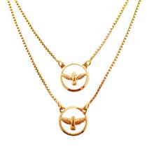 Escapulário Feminino Divino Espírito Santo Semijoia Folheado a Ouro 18k Escapulário Feminino Divino Espírito Santo Semijoia Folheado a Ouro 18k