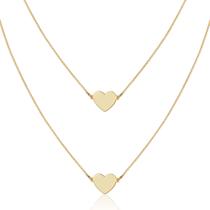 Escapulário Feminino Maciço de Ouro 18k Coração 60cm