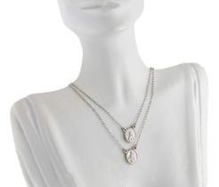 Escapulário Feminino Ouro Branco 18k 750 Dupla Face 60 Cm Escapulário Feminino Ouro Branco 18k 750 Dupla Face 60 Cm