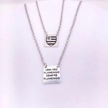 Escapulário Flamengo Aço Inox Inoxidável - Escudo e Frase Gravada - Ideal para Torcida Organizada