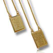 Escapulario Folheado A Ouro 18k Placa Pai Nosso 10x14mm