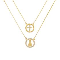 Escapulário Folheado A Ouro 18k Redondo com Zircônias.