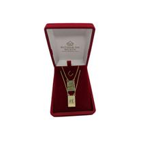 Escapulário Folheado a Ouro dizeres Fé e Ave Maria 60cm