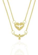Escapulario Folheado Ouro 18k Espirito Santo Veneziana 60cm