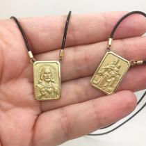 Escapulario Grande Estamparia Italiana Medalha 2cm Dupla Face Ouro 18k k540