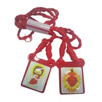 Escapulário Infantil Sagrado Coração de Jesus - Retangular - Vermelho