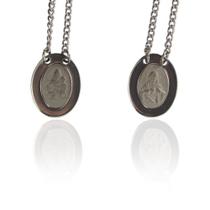 Escapulário Inox NSra. Carmo Sagrado Coração 30cm