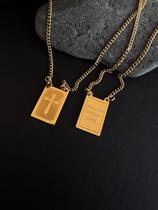 Escapulário Masculino Aço Inox Dourado Cruz Pai Nosso 60cm Escapulário Masculino Aço Inox Dourado Cruz Pai Nosso 60cm