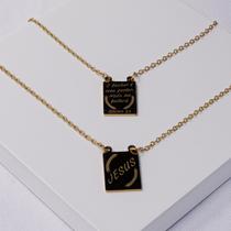 Escapulário Masculino Aço Inox Dourado Salmo 23