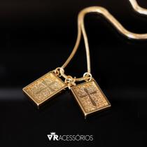 Escapulário masculino fé moda masculina/ Corrente aço inoxidável/ Colar cruz dourada Escapulário masculino fé moda masculina/ Corrente aço inoxidável/ Colar cruz dourada