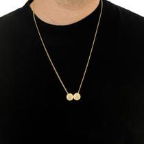 Escapulário masculino medalha de São Bento dourado corrente aço inoxidável