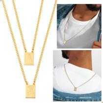 Escapulário Masculino Nossa Senhora Aparecida e Sagrado Coração Banhado a Ouro 18k Dourado Banho Antialérgico Marca Andréia Branco Acessórios