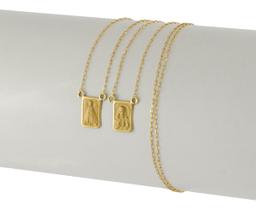 Escapulário Masculino Ouro 18k Js Ns Aparecida Sagrado 60 Cm Dourado